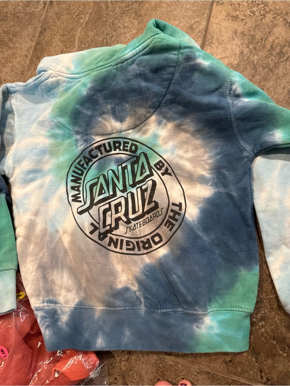 🍗Santa Cruz Skateboards Kids' Tie-Dye Hoodie - Blue & Green